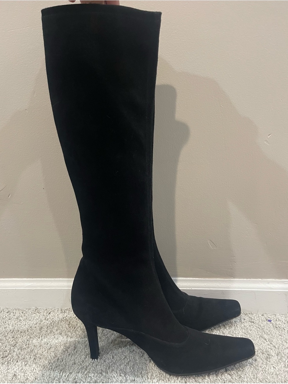 Stuart Weitzman Women's Black Suede Knee High Boot, Size 8
